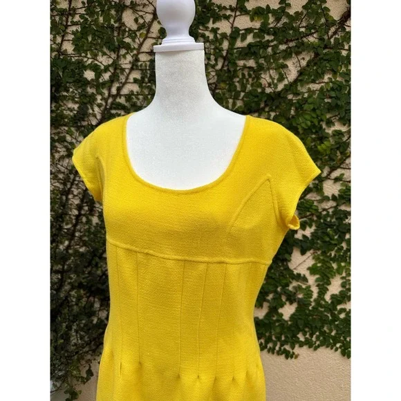 1980's Christian Alta Moda New York canary yellow sleeveless sheath dress